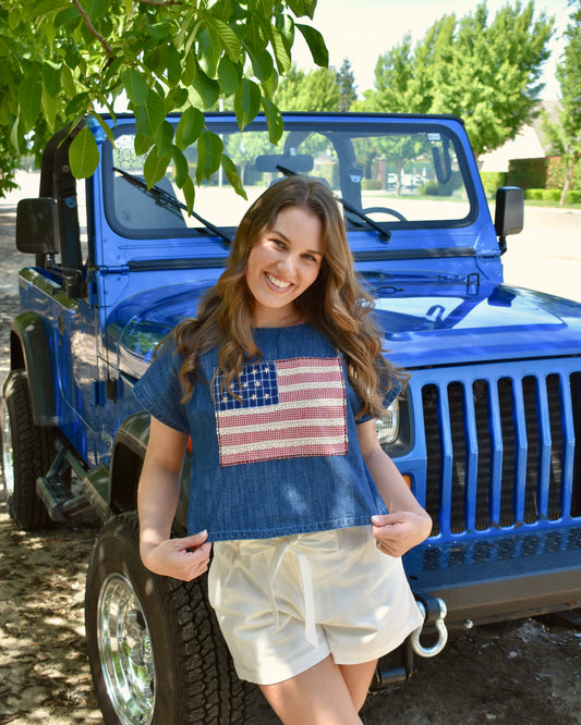 Denim Flag Top