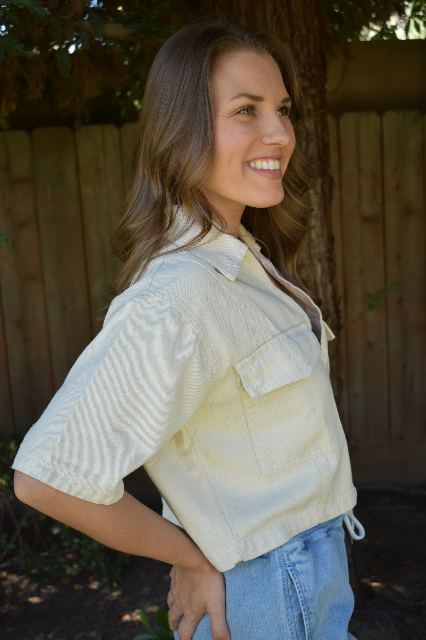 Cream Boxy Top