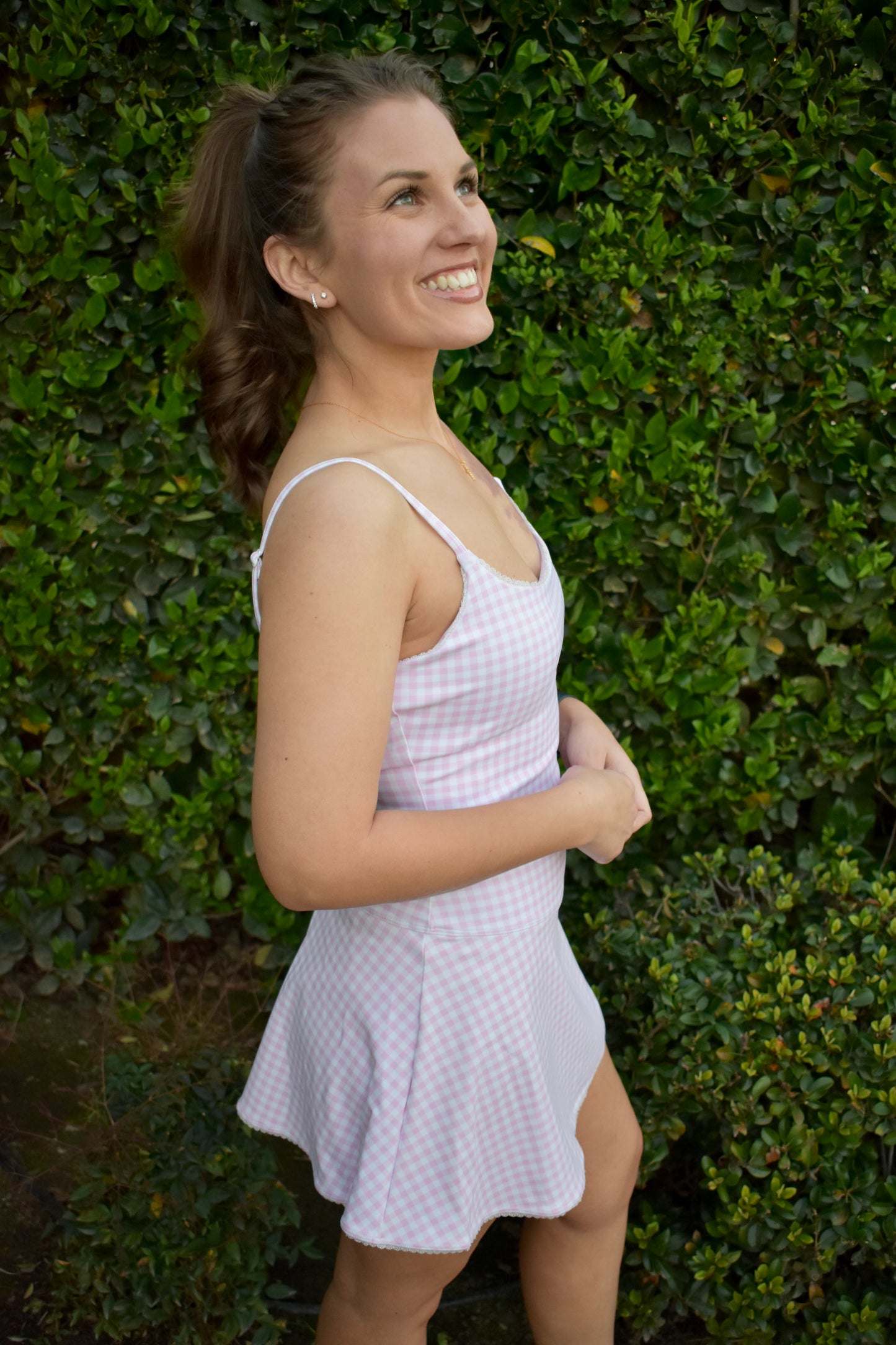 Pink Gingham Active Dress