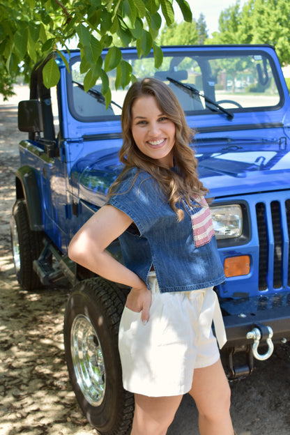 Denim Flag Top