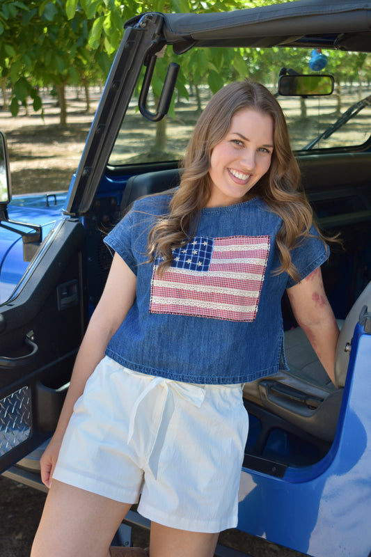 Denim Flag Top