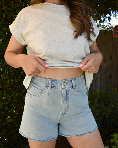 Scalloped Denim Shorts
