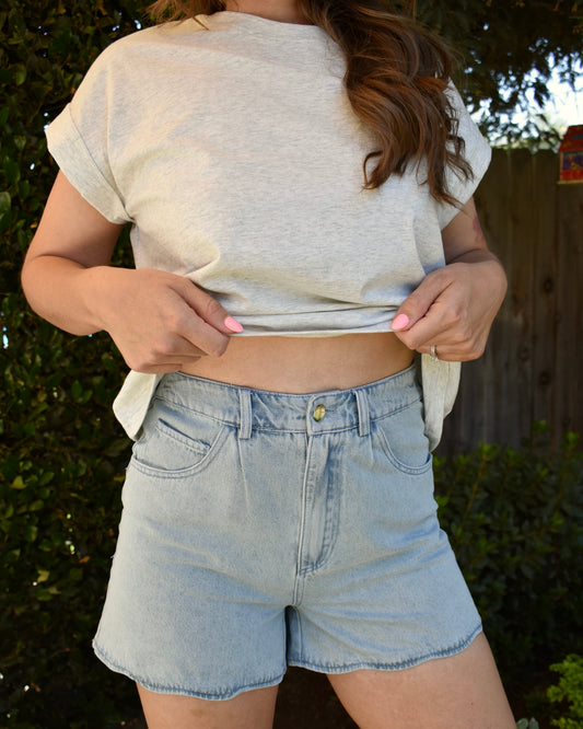 Scalloped Denim Shorts