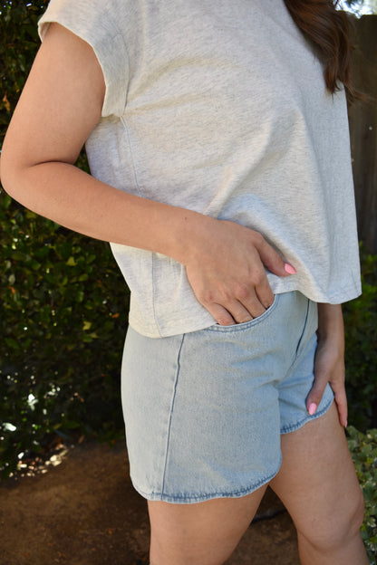 Scalloped Denim Shorts